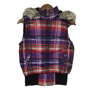 Blue Axes Hooded Puffer Vest Sz Small